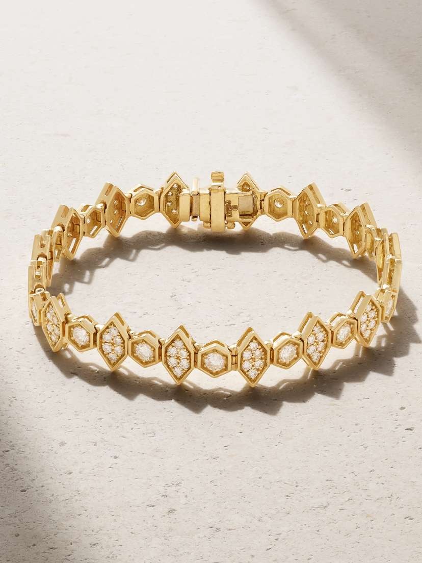 KOLOURS JEWELRY Hexagon Large 18-karat Gold Diamond Bracelet