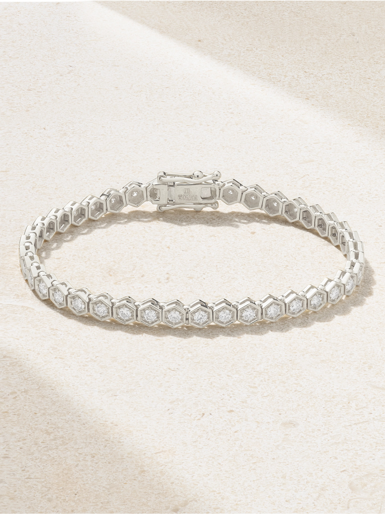 Kolours Jewelry Hexagon Large 18-karat White Gold Diamond Tennis Bracelet