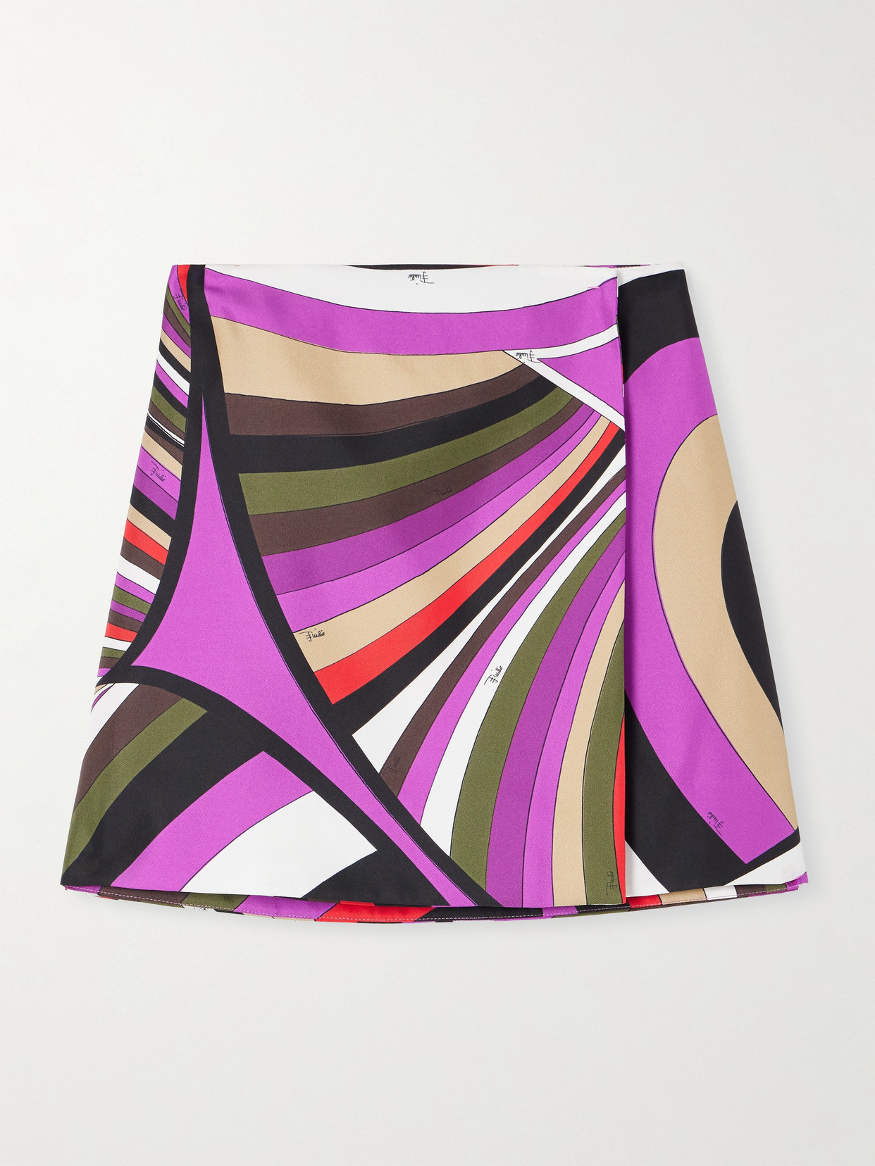 PUCCI - Striped Silk-twill Mini Wrap Skirt - Purple