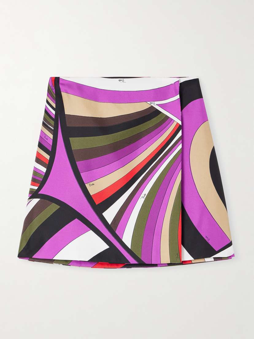 PUCCI Striped Silk-twill Mini Wrap Skirt