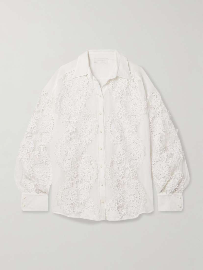 Zimmermann Halliday Guipure Lace-trimmed Ramie Shirt