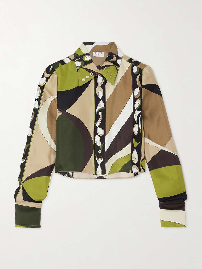 PUCCI Cropped Printed Silk-twill Shirt