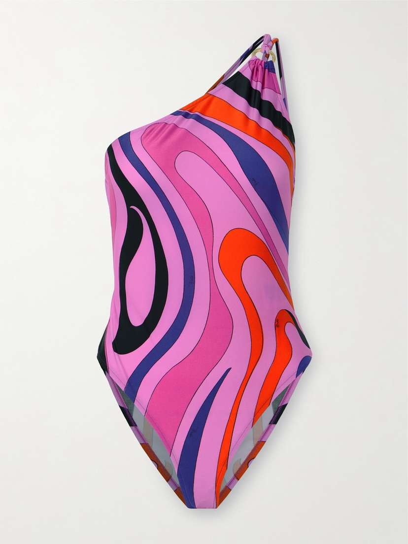PUCCI One-shoulder Embellished Printed Swimsuit