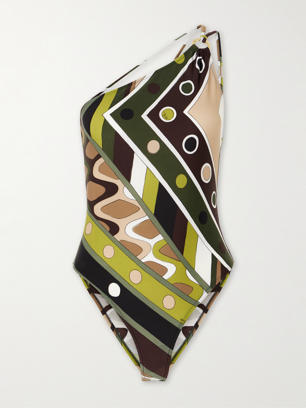 PUCCI - One-shoulder Embellished Printed Swimsuit - Green