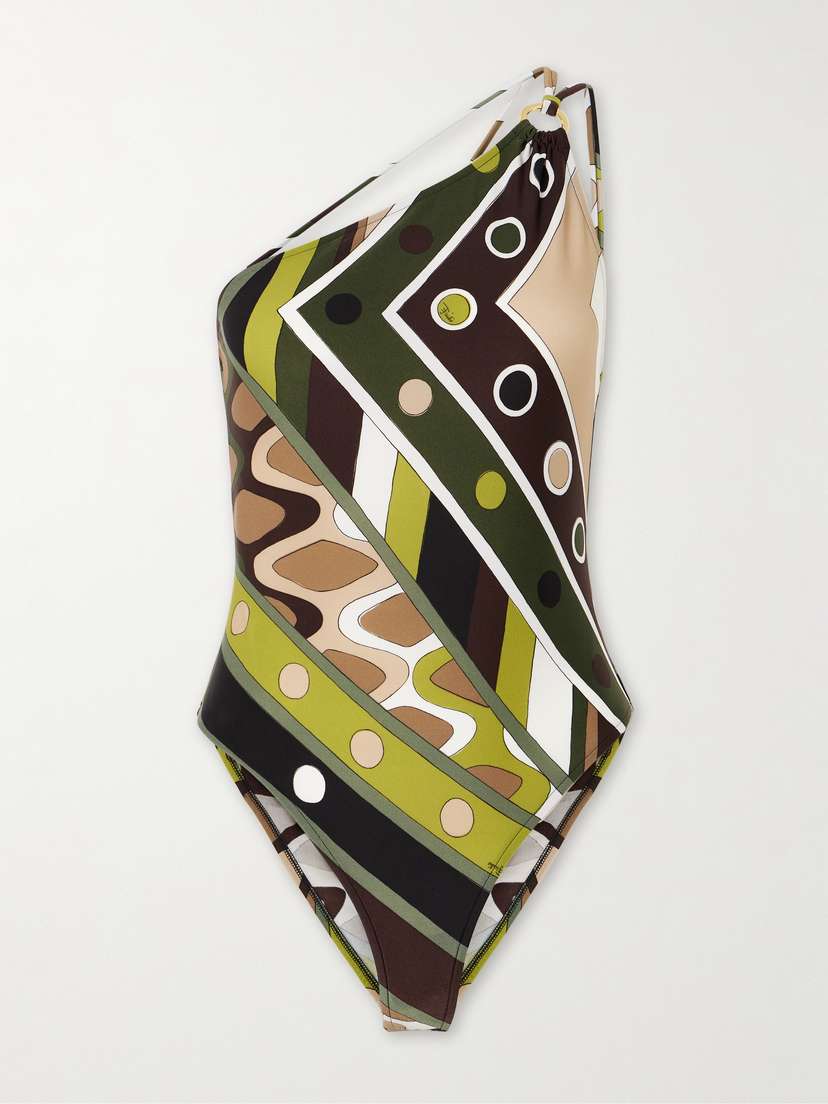 PUCCI One-shoulder Embellished Printed Swimsuit