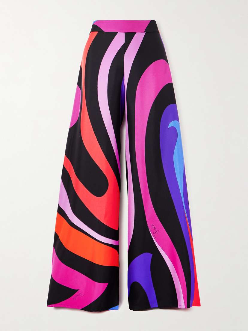 PUCCI Printed Silk-twill Wide-leg Pants