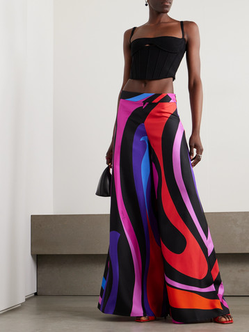 Pucci Printed silk-twill wide-leg pants