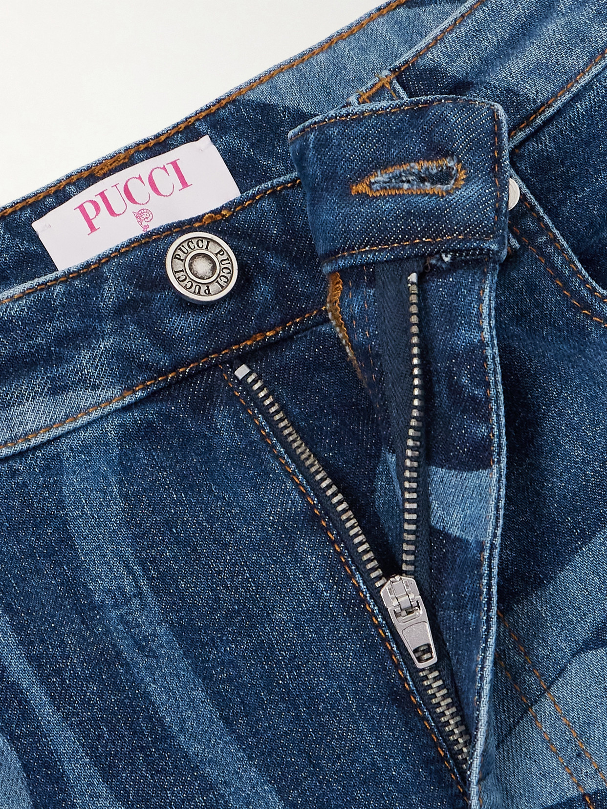 Pucci Printed High-rise Straight-leg Jeans In Blue