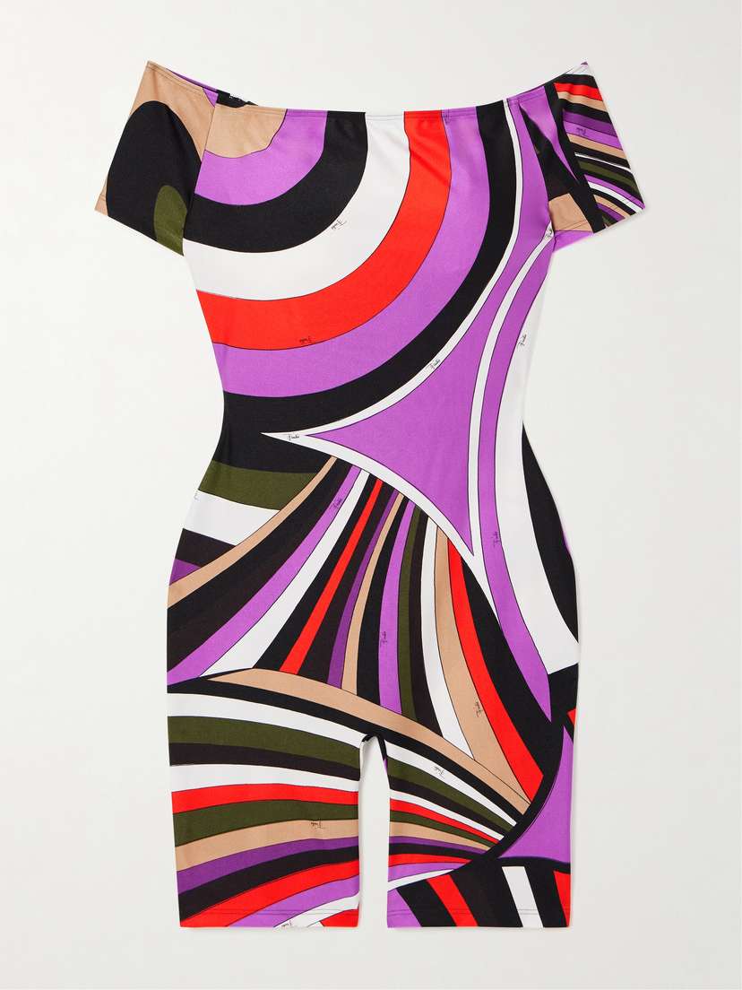 PUCCI Off-the-shoulder Printed Stretch-jersey Playsuit