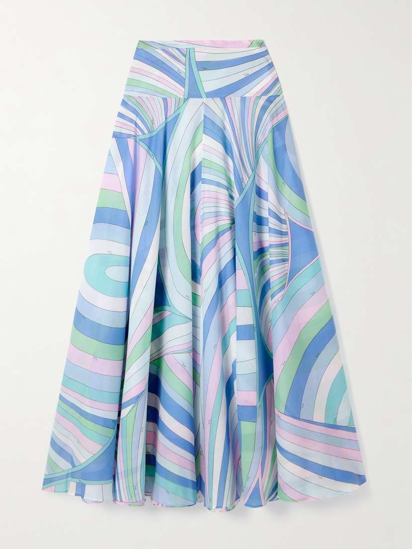 PUCCI Pleated Printed Cotton-muslin Maxi Skirt - IT38