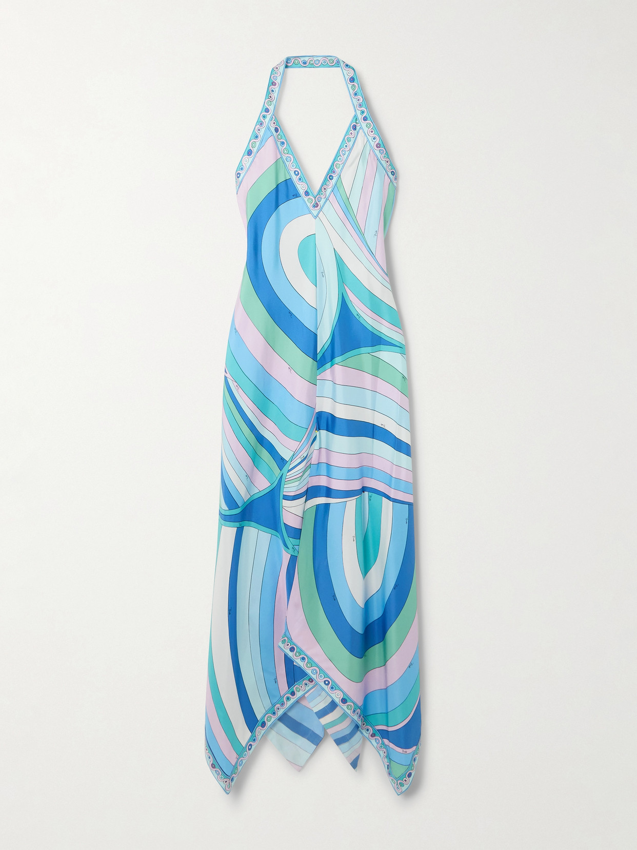 PUCCI - Printed Silk-twill Halterneck Maxi Dress - Blue