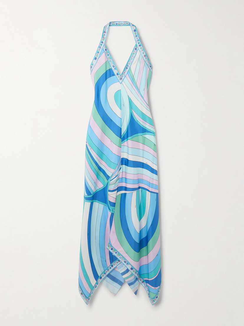 PUCCI Printed Silk-twill Halterneck Maxi Dress