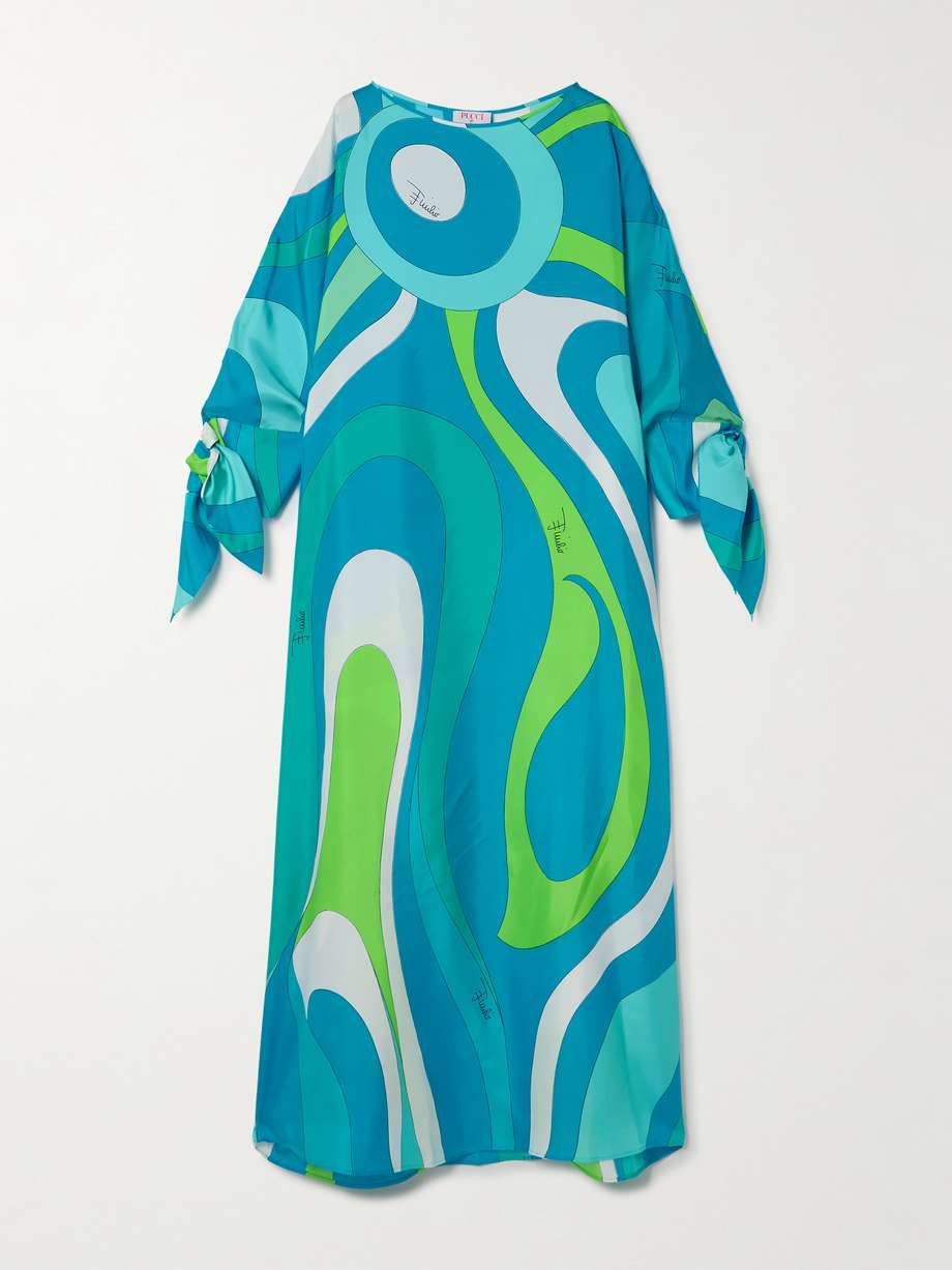 marmo printed silk-twill kaftan