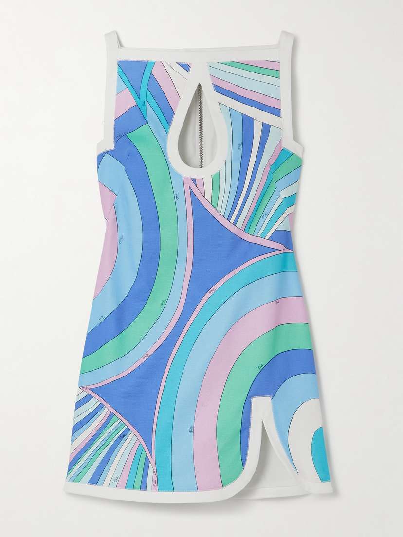 PUCCI Cut-out Printed Cotton-blend Canvas Mini Dress