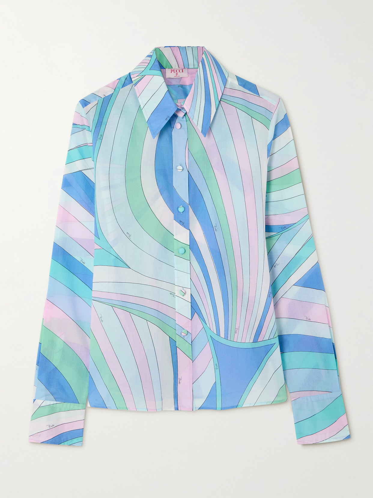 Shop Pucci Iride Printed Cotton Shirt In Blue