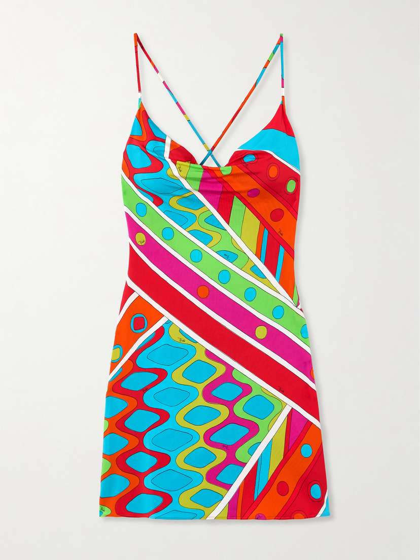 PUCCI Draped Printed Satin-jersey Mini Dress