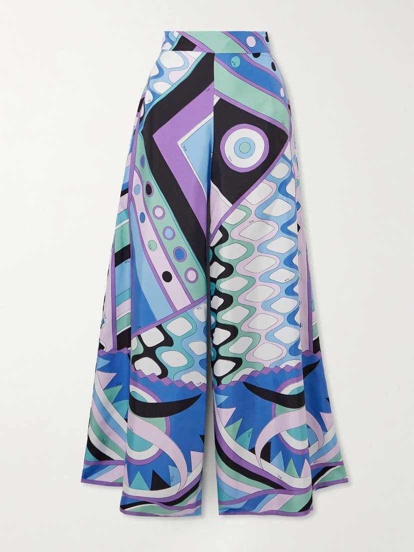 PUCCI Printed Silk-twill Wide-leg Pants