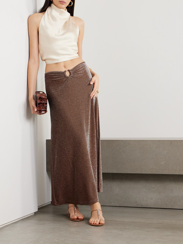 Johanna Ortiz Rainstorm metallic stretch recycled-jersey maxi skirt