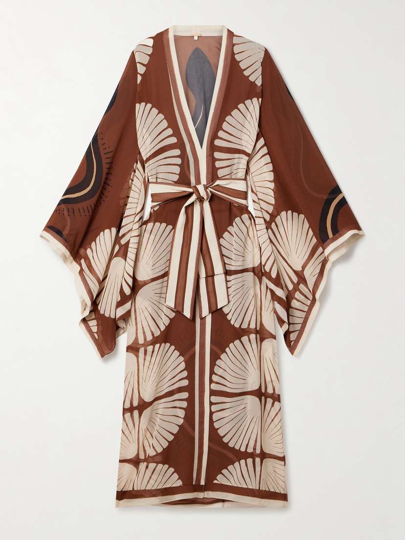 Johanna Ortiz Amazon Baskin Belted Printed Recycled-georgette Robe - x large