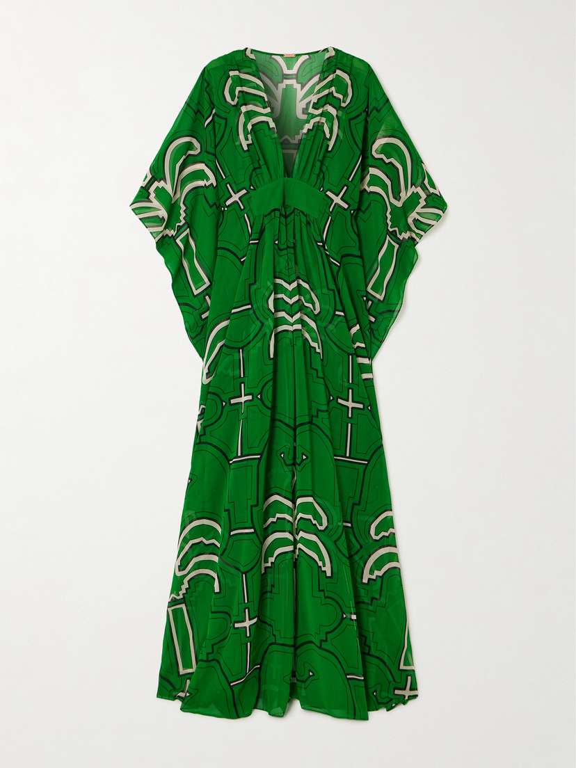 Johanna Ortiz Secret Garden Printed Chiffon Maxi Coverup