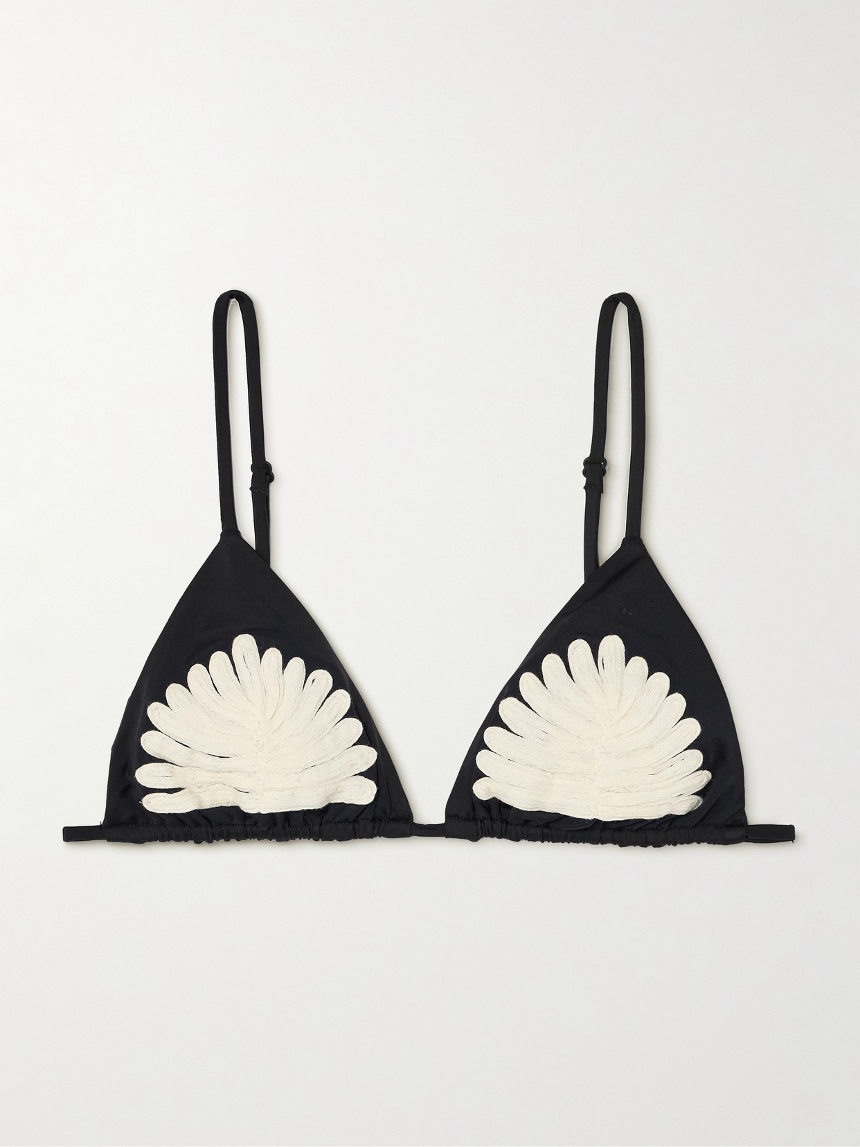 Johanna Ortiz Visionary Arts Embroidered Triangle Bikini Top In Black