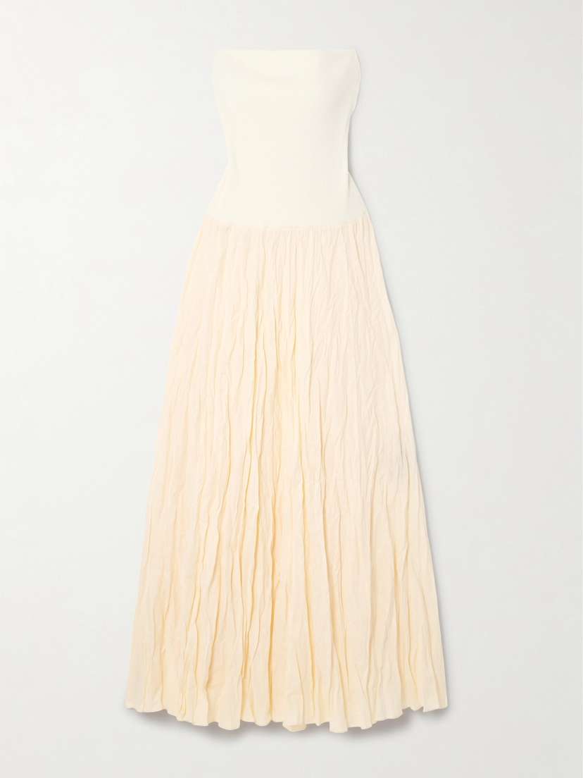 Johanna Ortiz Ribbed Jersey-trimmed Linen-blend Maxi Skirt