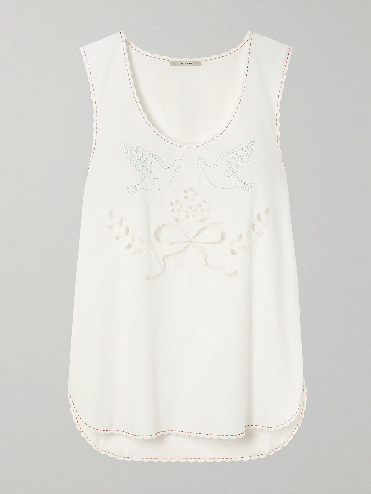 Vita Kin Skye Embroidered Broderie Anglaise Cotton Tank In White