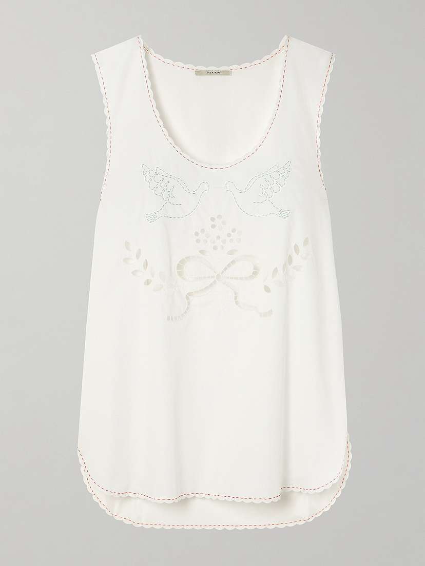 Vita Kin Skye Embroidered Broderie Anglaise Cotton Tank