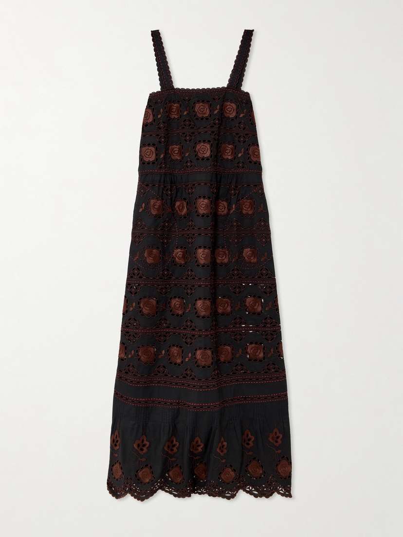 Vita Kin Grace Scalloped Broderie Anglaise Cotton-poplin axi Dress