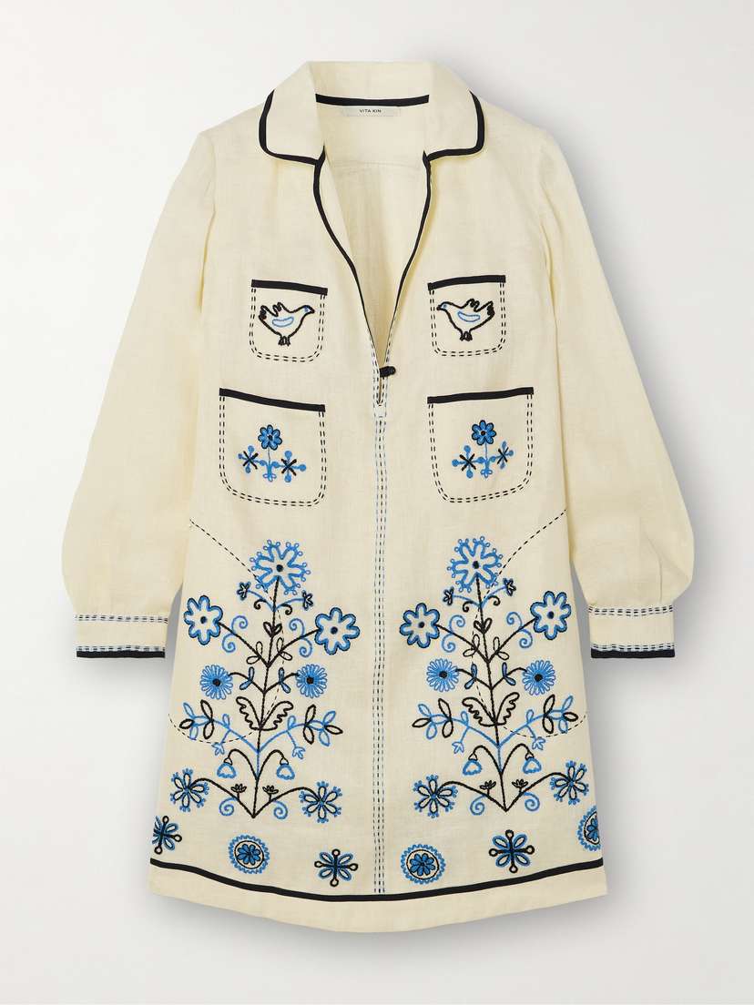 Vita Kin isha Embroidered Linen ini Dress