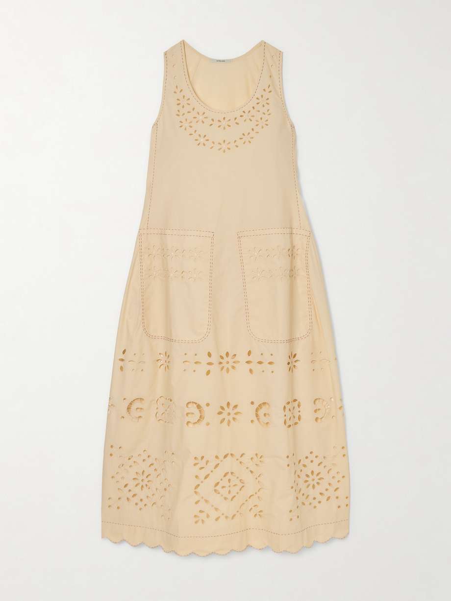 tina scalloped broderie anglaise cotton-poplin midi dress
