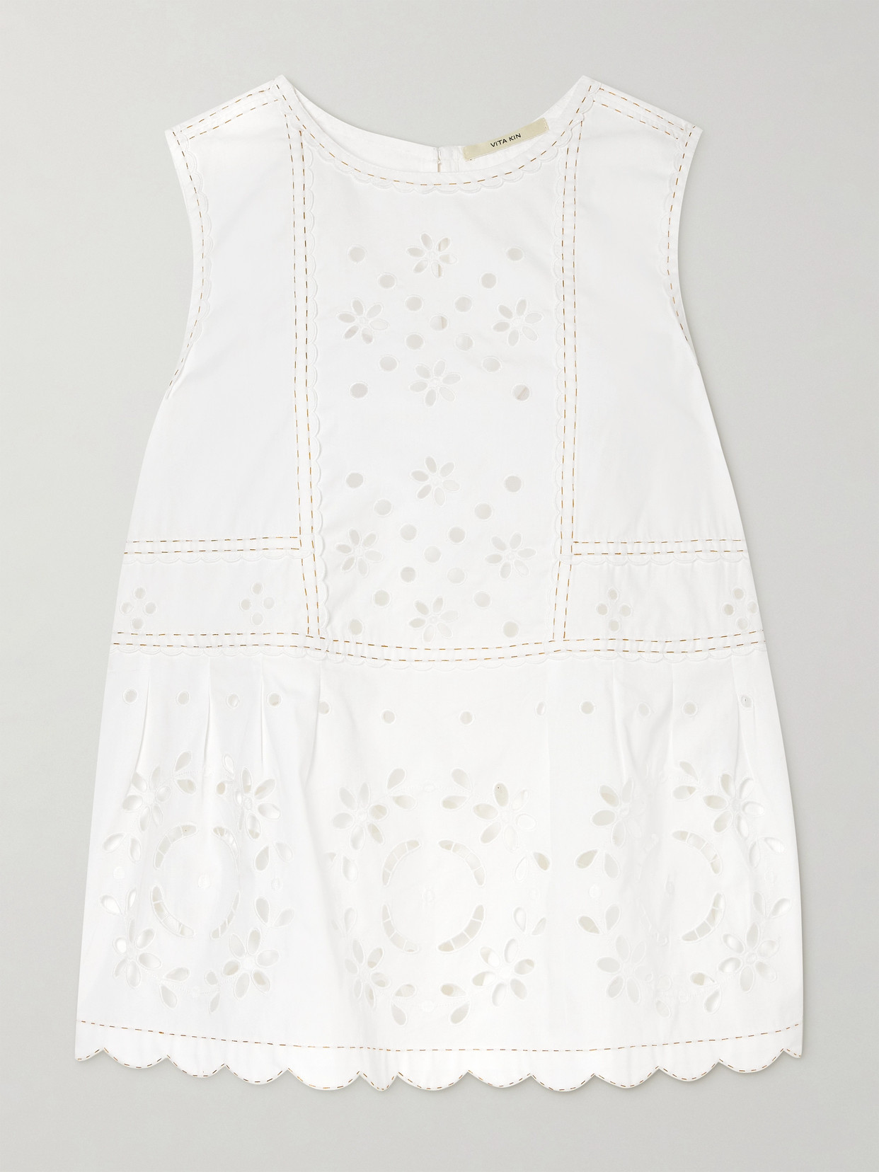 Vita Kin Olympia Scalloped Broderie Anglaise Cotton-poplin Top In White