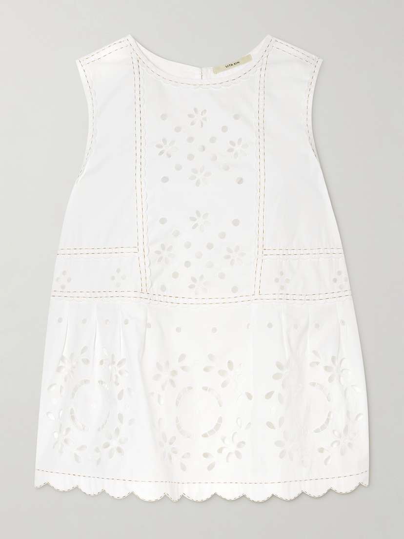 Vita Kin Olypia Scalloped Broderie Anglaise Cotton-poplin Top
