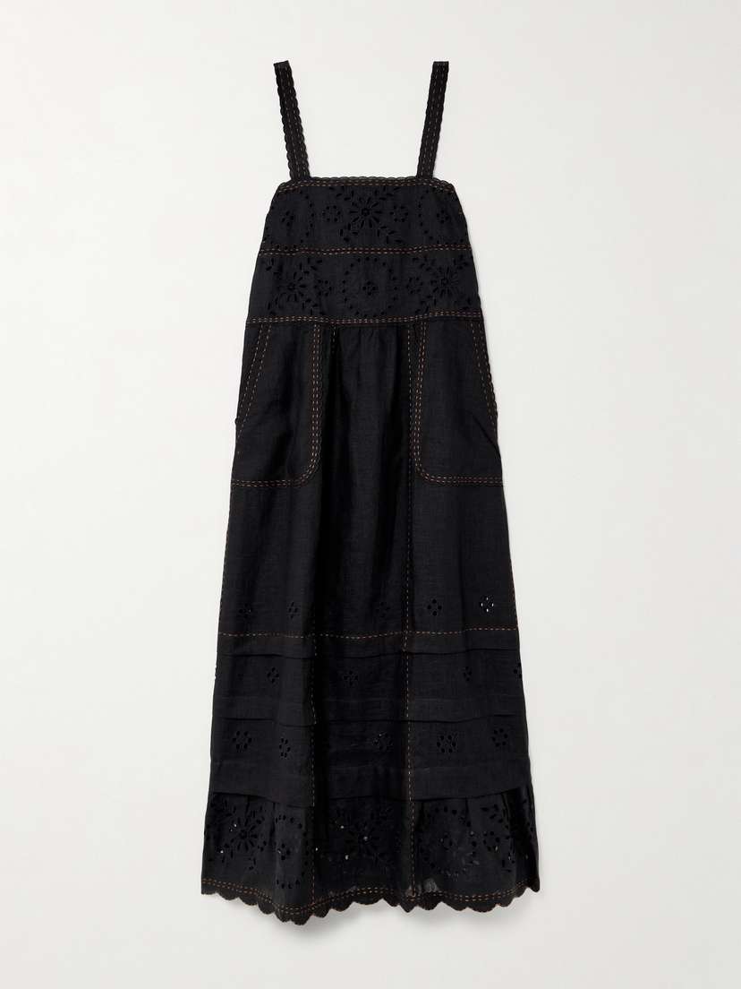 Vita Kin Sabrina Scalloped Broderie Anglaise inen Maxi Dress