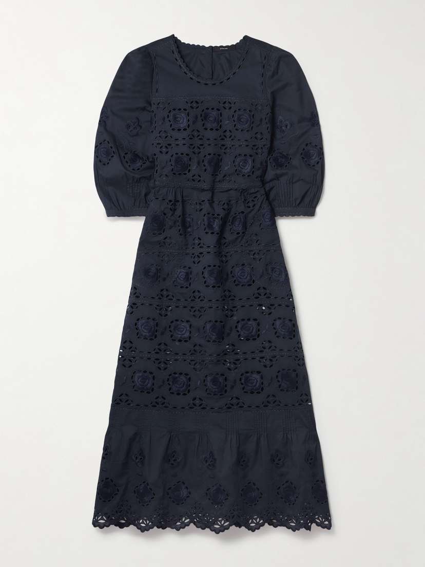 Vita Kin Grace Scalloped Embroidered Broderie Anglaise Cotton Midi Dress