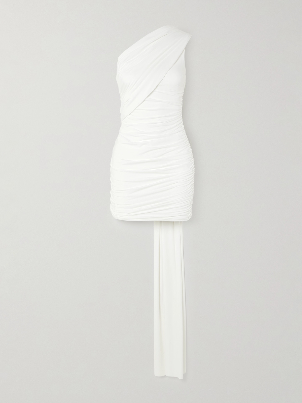 Maygel Coronel + Net Sustain Kefi One-shoulder Asymmetric Draped Stretch-jersey Mini Dress In Off-white