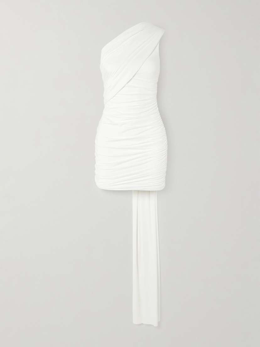 Maygel Coronel Kefi One-shoulder Asymmetric Draped Stretch-jersey Mini Dress