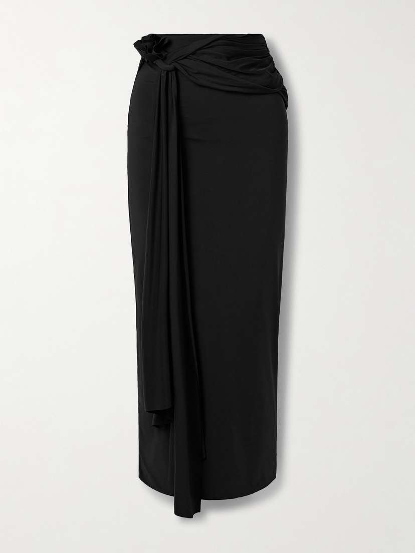 Maygel Coronel Crisol Wrap-effect Appliquéd Stretch-jersey Pareo