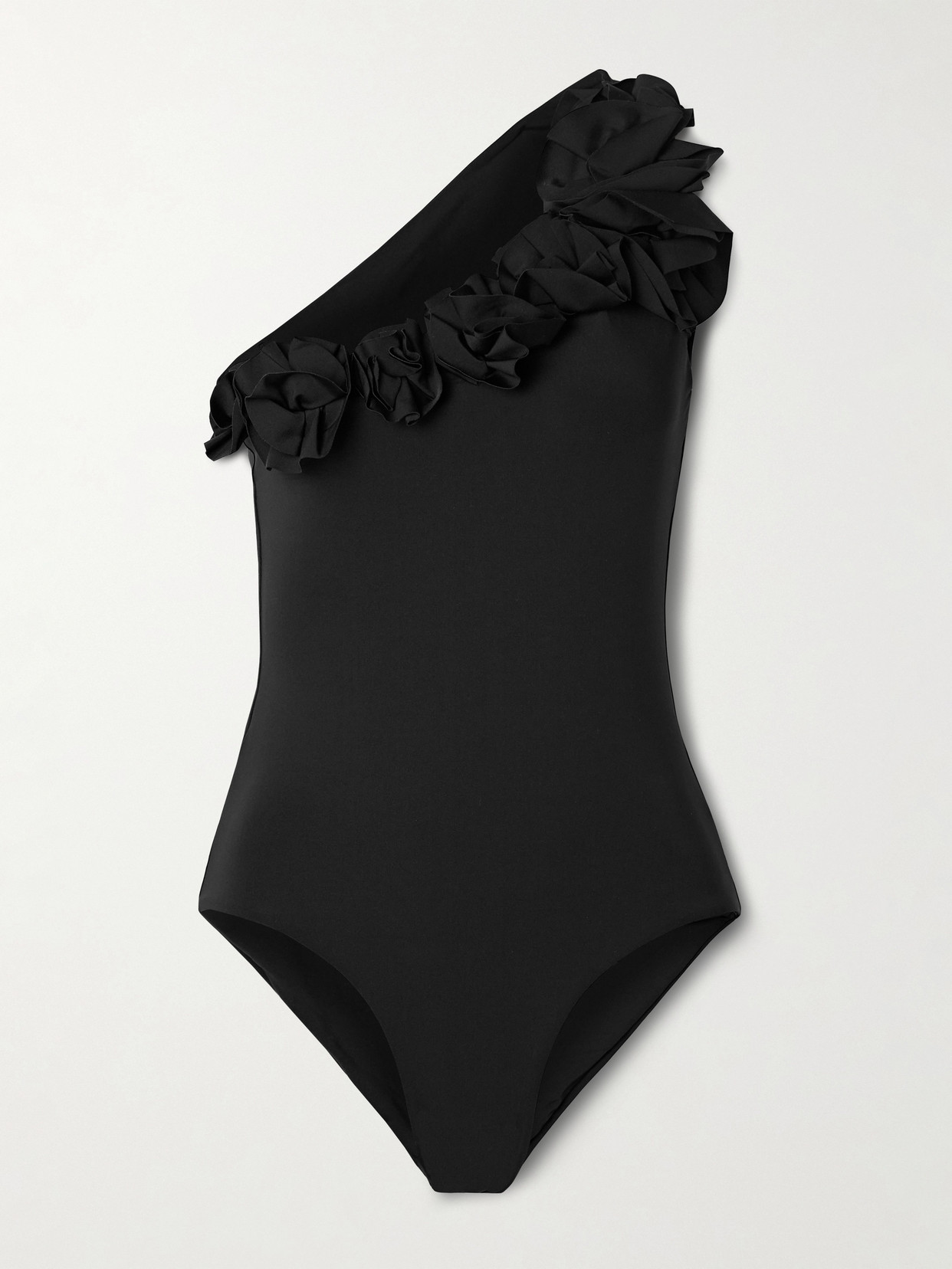 Maygel Coronel - Arrebol One-shoulder Appliquéd Swimsuit - Black
