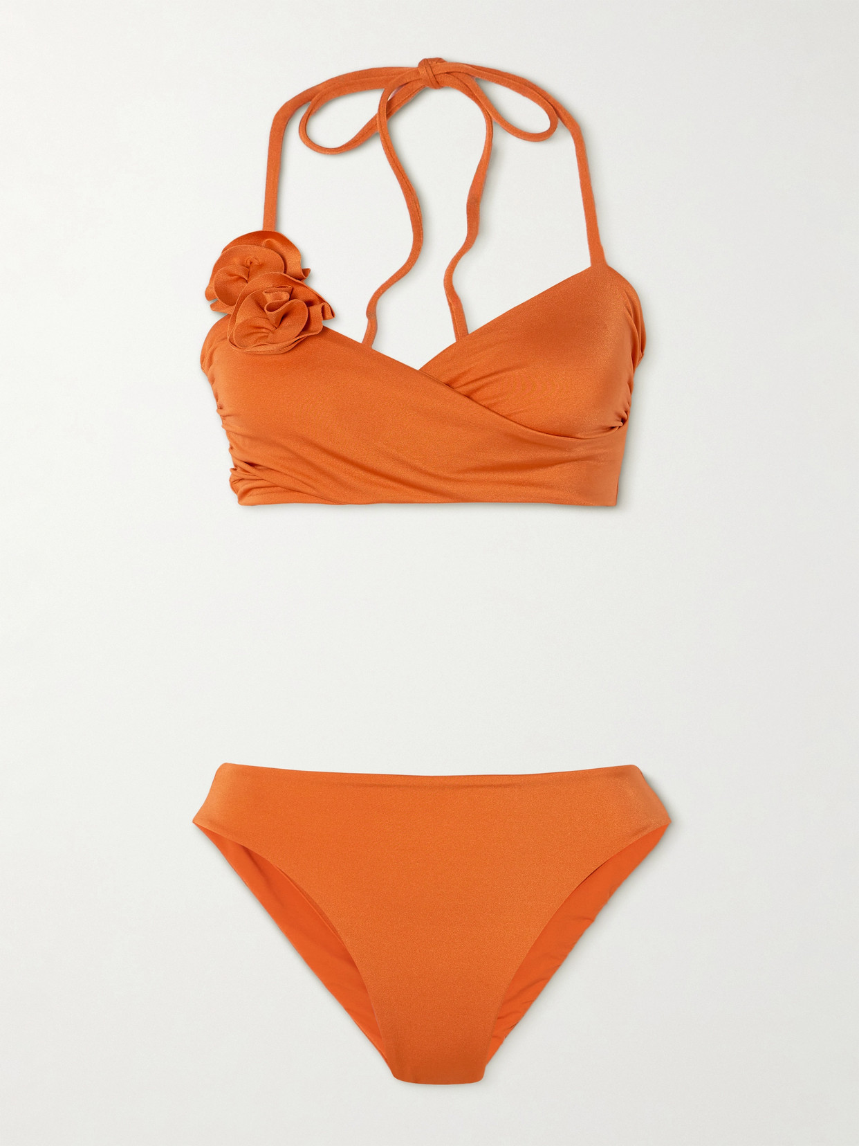 Maygel Coronel + Net Sustain Agora Appliquéd Halterneck Bikini In Orange