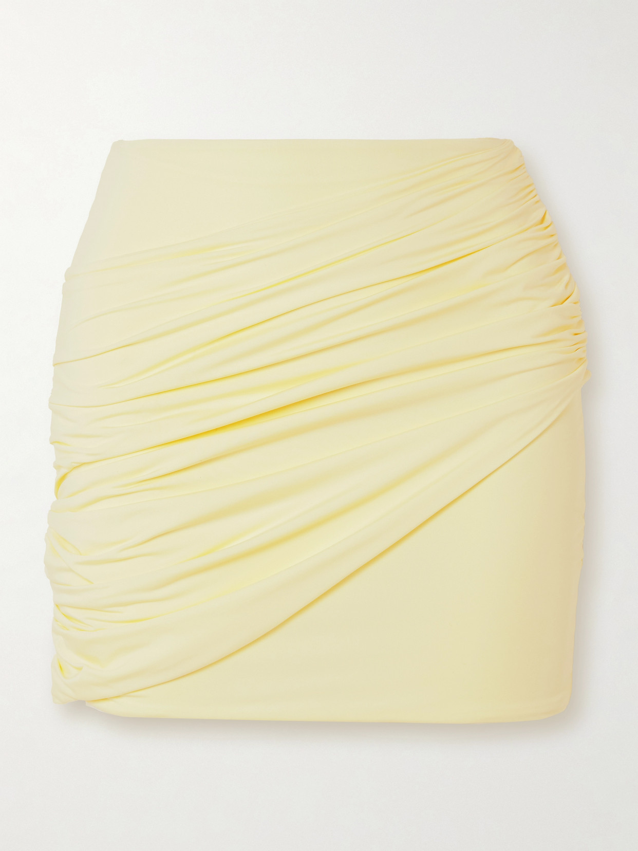 Maygel Coronel + Net Sustain Ilios Ruched Stretch-jersey Mini Skirt In Yellow