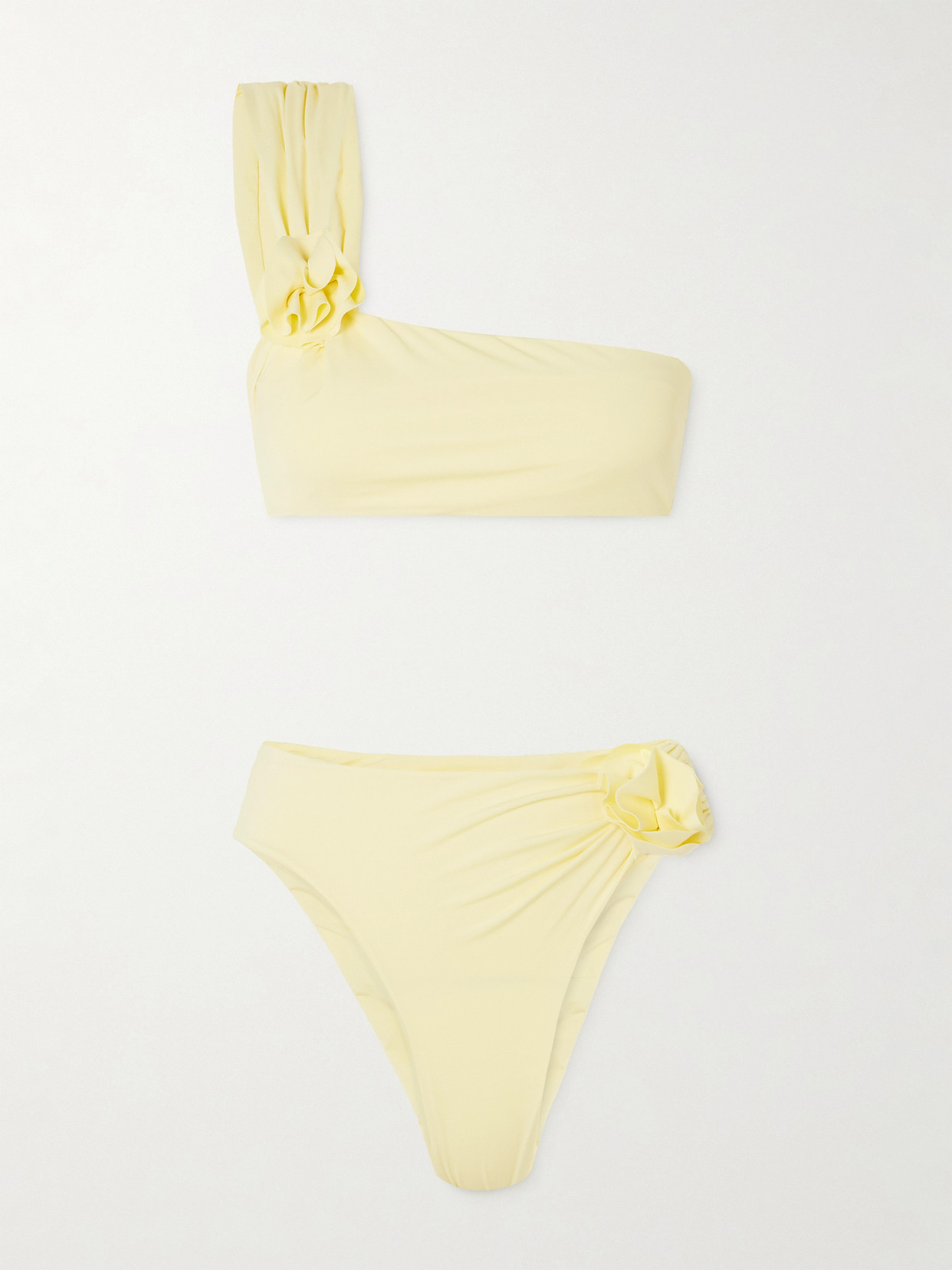 Maygel Coronel Agape One-shoulder Appliquéd Bikini In Yellow