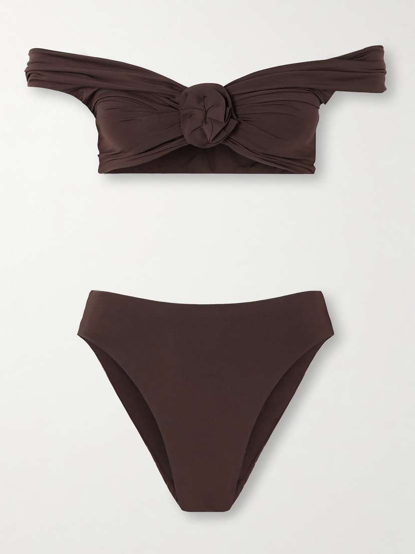 Maygel Coronel Telos Off-the-shoulder Appliquéd Bikini