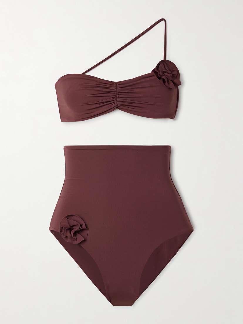 Maygel Coronel Castaño One-shoulder Appliquéd Bikini