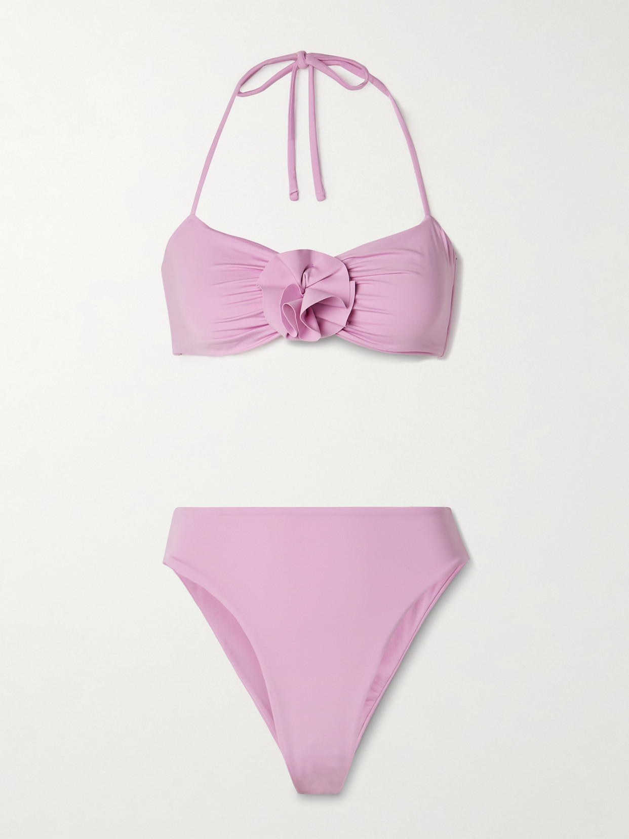 Maygel Coronel - Alborozo Appliquéd Halterneck Bikini - Pink
