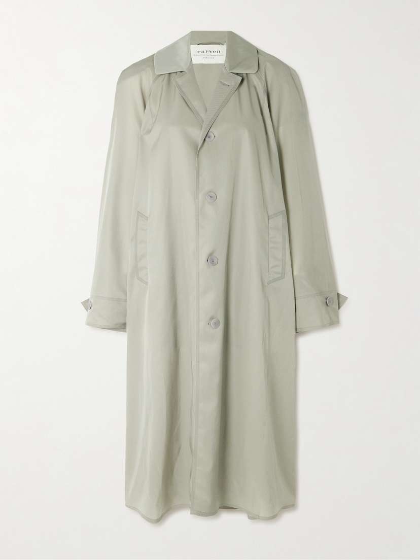CARVEN Satin-trimmed Gabardine Trench Coat