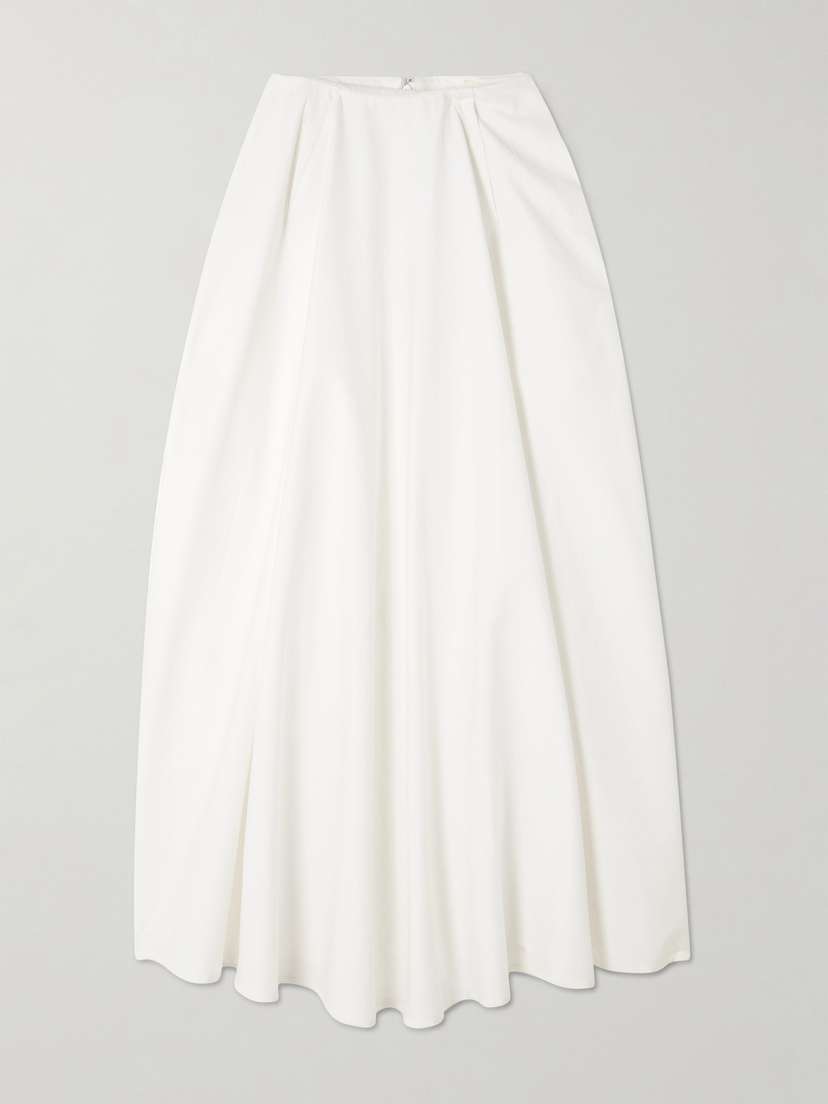 CARVEN Pleated Satin Midi Skirt