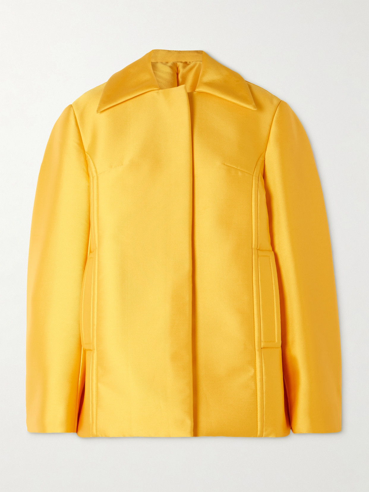 Carven Oversized Embellished Satin-twill Jacket In Yellow