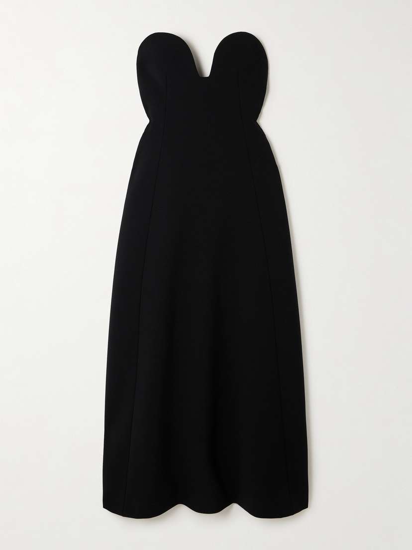 CARVEN Strapless Twill Maxi Dress