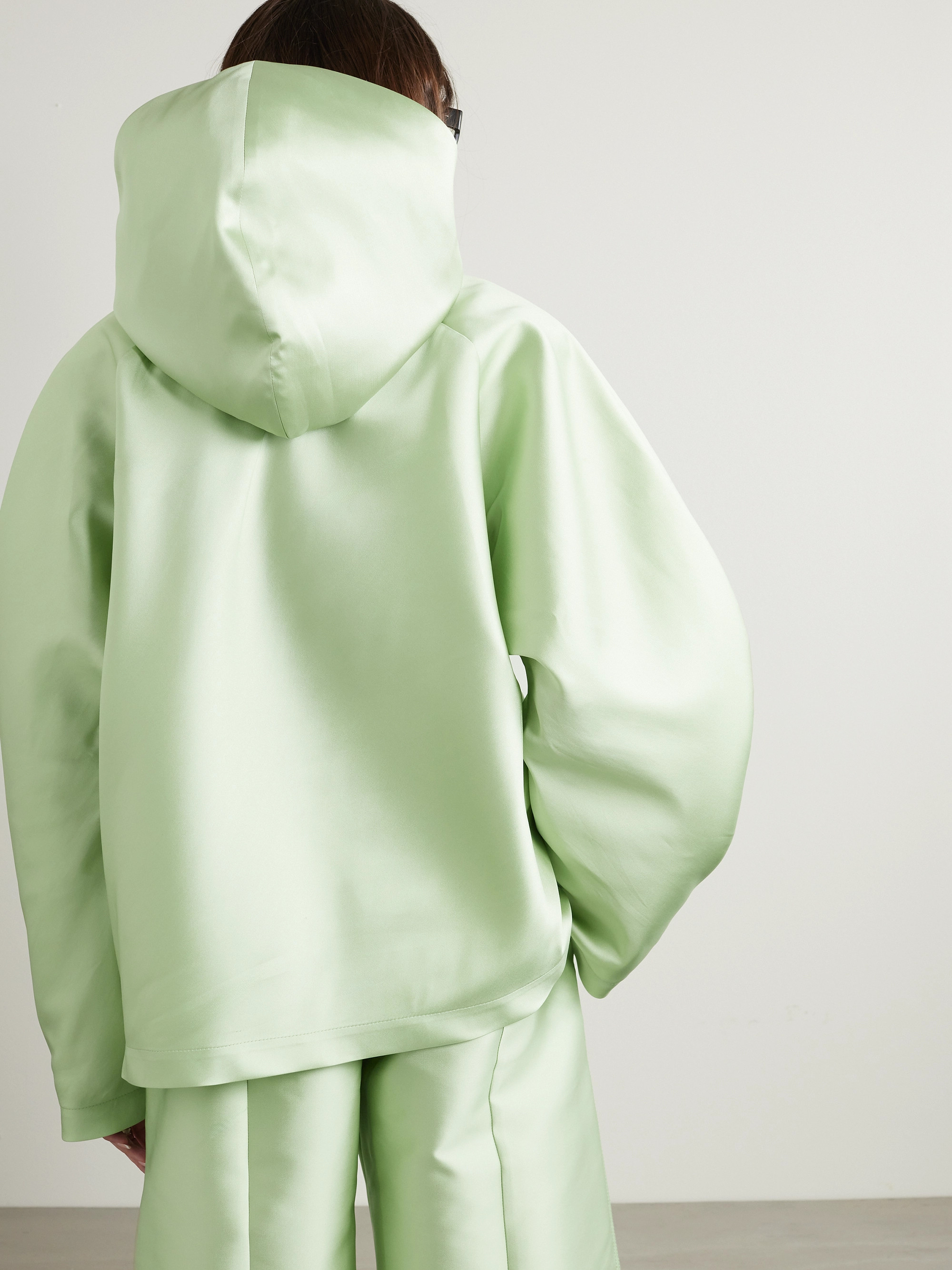 CARVEN Oversized satin-twill hooded jacket